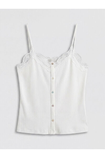 LC Waikiki New Season from Güli̇s Gi̇yi̇m Women's White Lace Detailed Tank To...