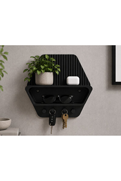Raflı Duvar Anahtarlık Askısı Modern Antre Organizeri 3D Baskı
