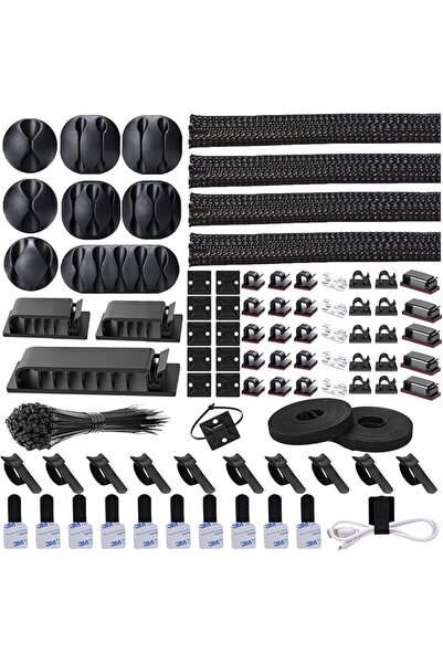 The Bros 192 PCS Cable Management Kit 4 Wire Organizer Sleeve,11 Cable Holder...