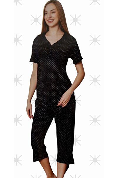 Miss Melina Large Size Bamboo Women's Capri Pajama Set Navy Blue