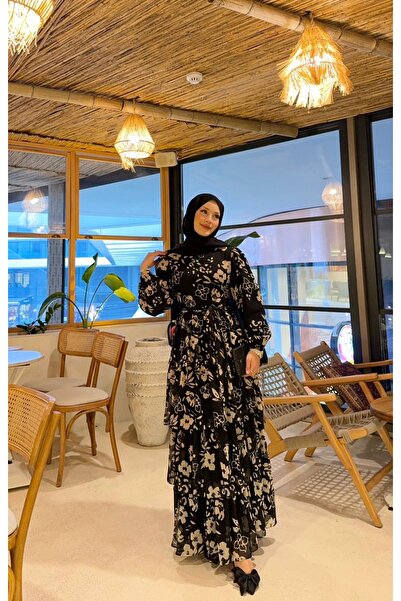 modayaselam Modal Fabric Layered Patterned Dress