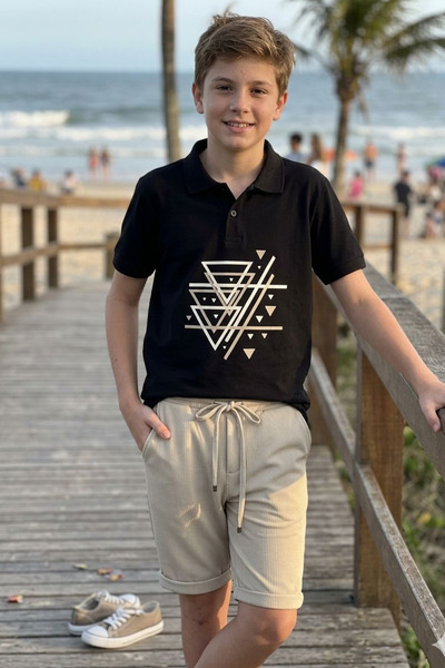 Trend Mix Kids Tricou cu guler polo imprimat pentru băieți cu vârste între 6 ...