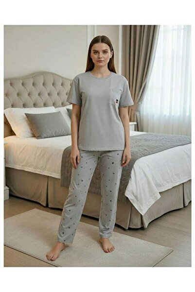 Mihra Women's Compakt Combed Cotton Crew Neck Short Sleeve Slim Pajama Set 90...