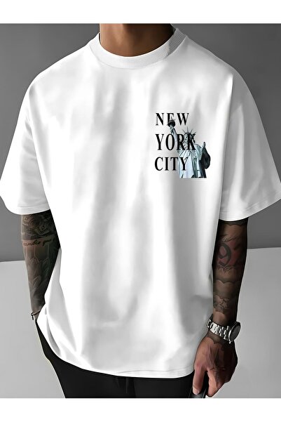 bolivia's Casual Style Round Neck T-Shirt, Statue of Liberty Print T-Shirt, F...