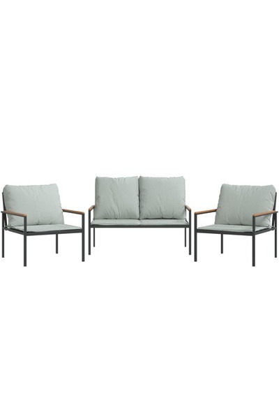 vidaxl Set mobilier de grădină, cu perne, antracit, 3 piese, oțel