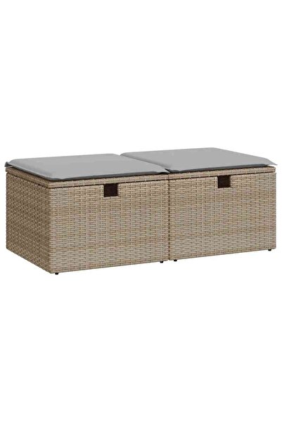 vidaxl Garden sofa set with cushions 2 pieces beige polyrattan/acacia wood