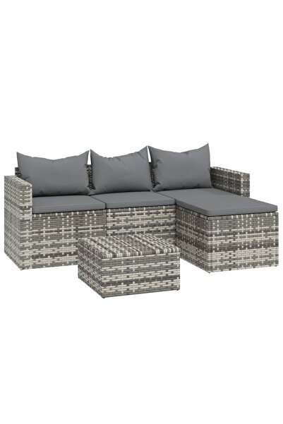 vidaxl Set mobilier de grădină cu perne, 3 piese, gri, poliratan