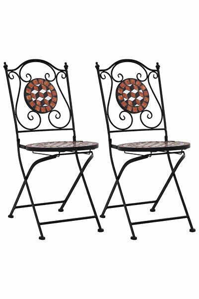 vidaxl Scaune bistro cu mozaic, 2 buc., maro, ceramică