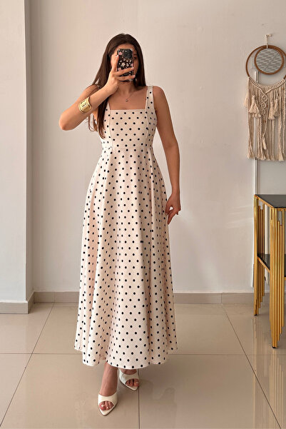 Sorridi Polka Dot Princess Square Neck Tie Dress