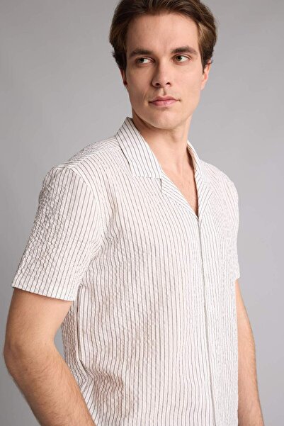 DeFacto Modern Fit Polo Collar Short Sleeve Gray Shirt I1705Ax26Sm
