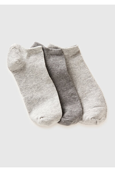 United Colors of Benetton Unisex grey cotton blend solid color triple socks set