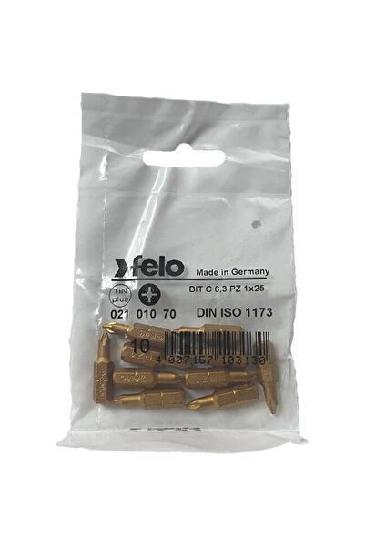 FELO Set de 10 biți seria TiN Plus profil Pozidrive, C6.3, PZ1, 25mm