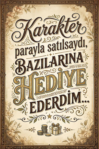 Hayal Poster karakter parayla satılsaydı Retro Ahşap Poster 20x30