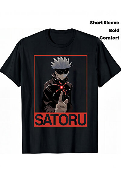 YIO YIO This men's black printed T-shirt features an anime character design.