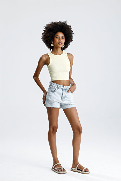 ROSE ARYA Yellow Crop Tank Top