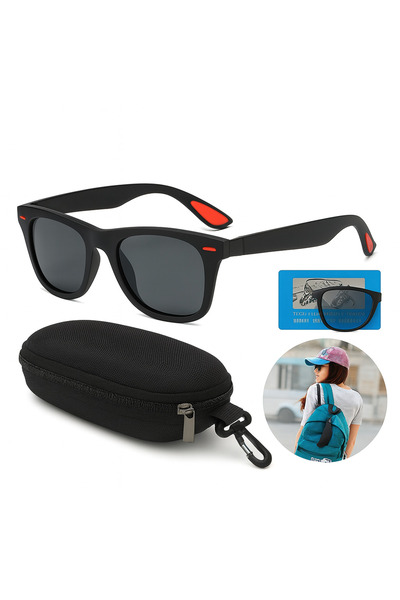 CTAL Black and red sunglasses, includes glasses case and polarization test