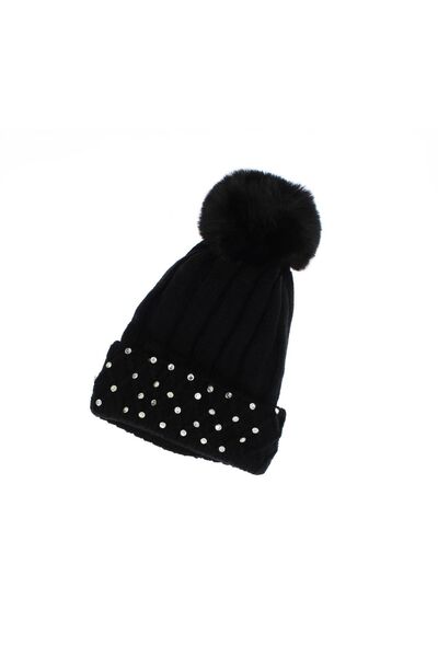 ButicCochet Women's hat, ButicCochet, 70% viscose 30% wool, rhinestone patter...