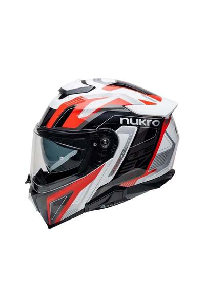 Nukrotech Nukro 937-SV Glossy White Red Black Çene Açılır Kask
