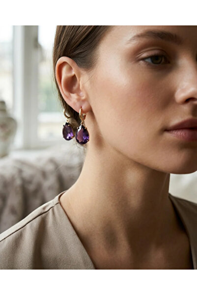 Dorvina Bronze Vintage Women's Earrings Authentic Copper Jewelry Purple Cryst...