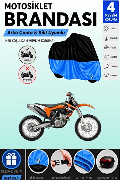 Cemku Double Black Top - Blue Bottom, Rear Bag Compatible Ktm 350 Sxf Motorcy...