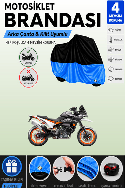Cemku Double Black Top - Blue Bottom, Rear Bag Compatible Ktm 890 Smt Motorcy...