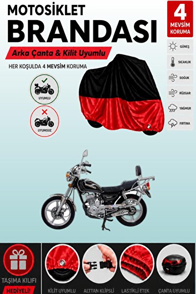 Cemku Double Black Top - Red Bottom, Rear Bag Compatible Mondial 150 Kt Motor...