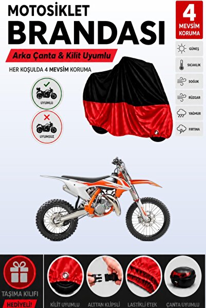 Cemku Double Black Top - Red Bottom, Rear Bag Compatible Ktm 85 Sx Motorcycle...