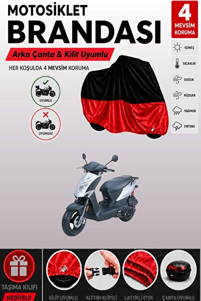 Cemku Double Black Top - Red Bottom, Rear Bag Compatible Kymco Agility 125 Mo...