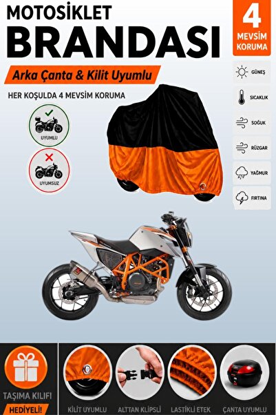 Cemku Double Black Top - Orange Bottom, Rear Bag Compatible Ktm 690 Duke R Mo...