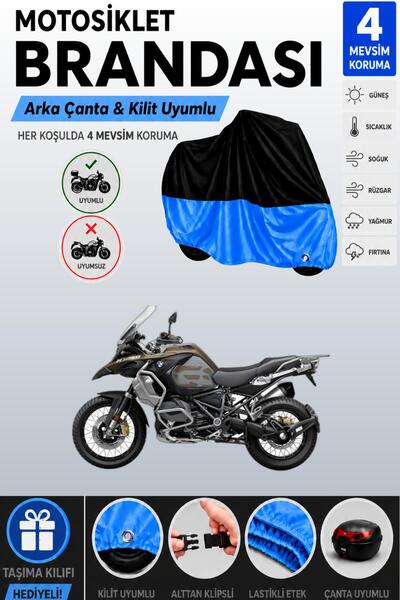 Cemku Double غطاء علوي أسود - سفلي أزرق، غطاء خلفي متوافق مع دراجة BMW R 1250...