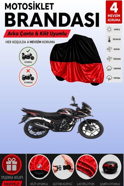 Cemku Double Black Top - Red Bottom, Rear Bag Compatible Bajaj Discover 150 F...