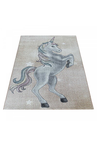 Ayyildyz Covor pentru copii cu unicorn amuzant, auriu, 160 cm x 230 cm
