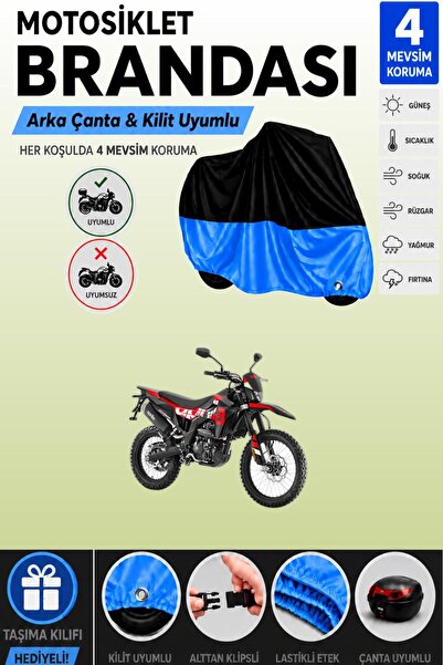 Cemku Double Black Top - Blue Bottom, Rear Bag Compatible Aprilia Rx 125 Moto...