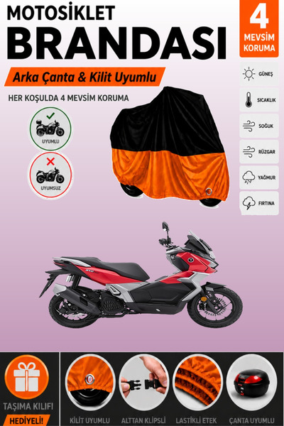 Cemku Double Black Top - Orange Bottom, Rear Bag Compatible Voge Sr1 Motorcyc...