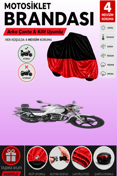 Cemku Double Black Top - Red Bottom, Rear Bag Compatible Arora Ks 200 Motorcy...