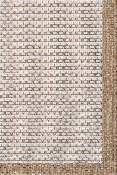 Koza Halı Fresco Ecru Natural Washable Nordic Bordered Bath Mat 60 X 100 23745P
