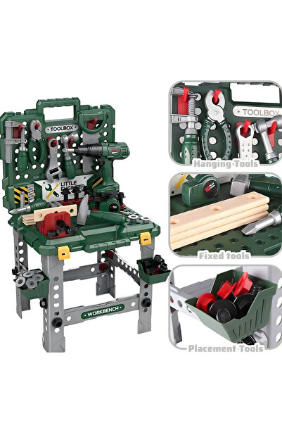 KidProtect Banc Lucru Copii Smart Workshop, Pliabil, 98 de Accesorii, Super R...
