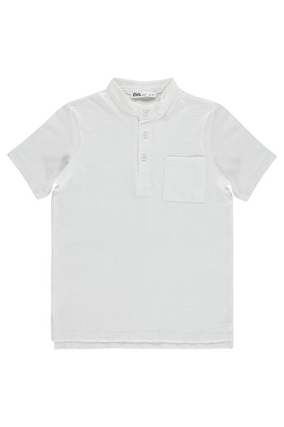 Civil Boys Half-Pocket T-Shirt for 6-9 Years Old - White