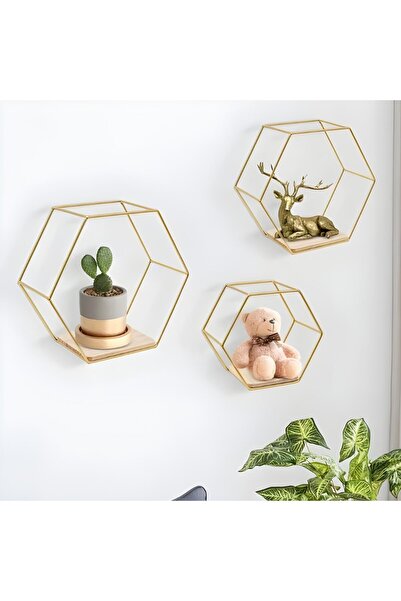 Kdhome Set of 3 AuraHex Hanging Metal Shelves, Living Room, Hallway, Kitchen,...