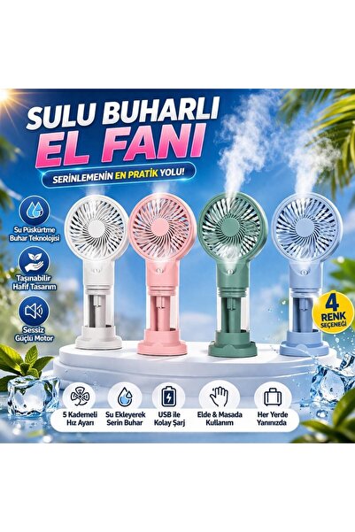 Inovaxis Su Buharlı Şarjlı 3 Hızlı Standlı Mini Fan Vantilatör