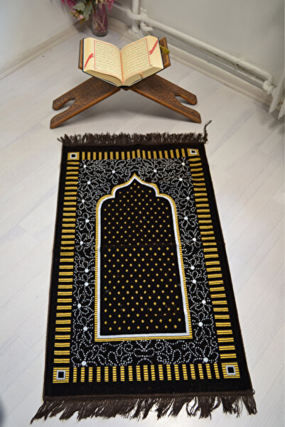 Bilenler Line Patterned Velvet Prayer Rug