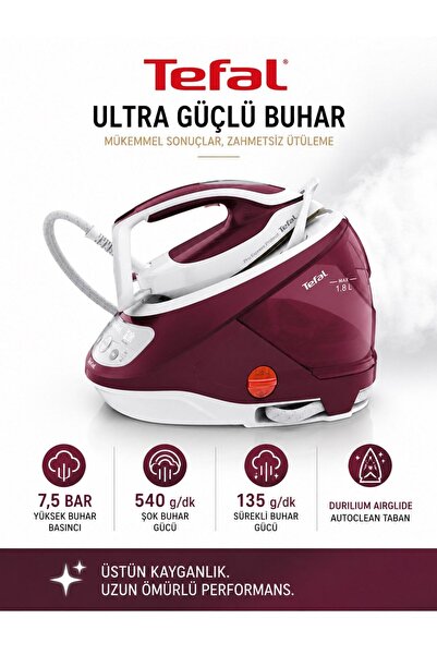 TEFAL 7.5 Bar Yüksek Basınçlı Buhar Kazanlı Ütü 2600 W Güç 540 Gr Şok Buhar K...