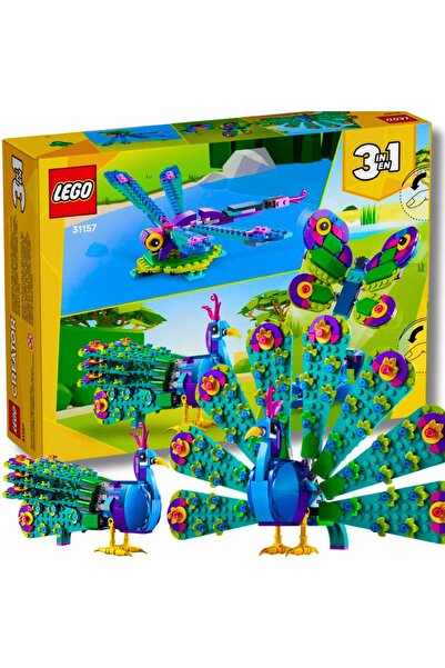 LEGO Creator 3 în 1 Set Păun Exotic 31157 – 355 Piese, Vârsta 7+