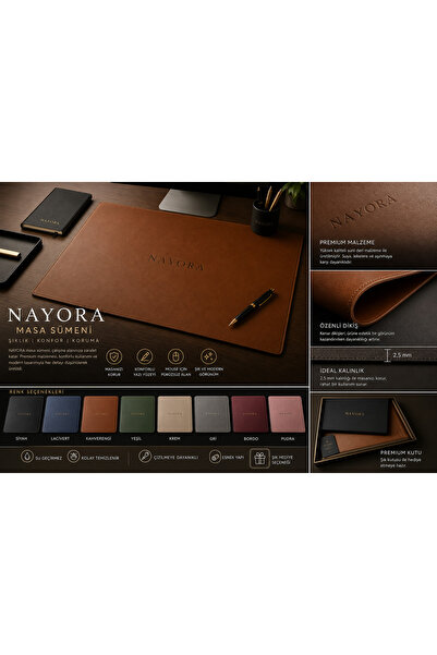 nayora Prestige Deri Masa Sümeni – Premium Çalışma & Mouse Pedi