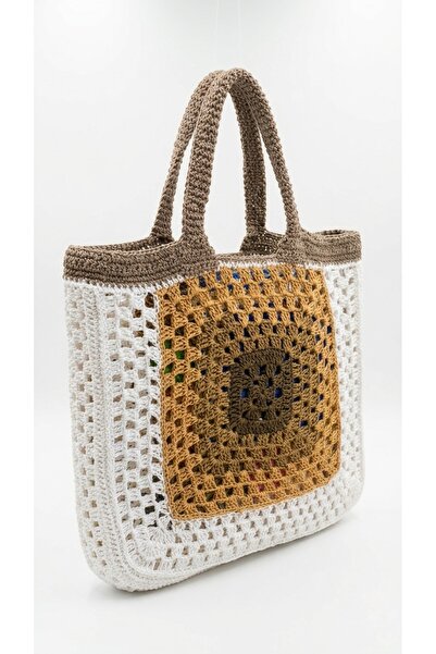 Enie Women's Multi-Colored Double-Sided Straw Handmade Beach Bag-Unlined