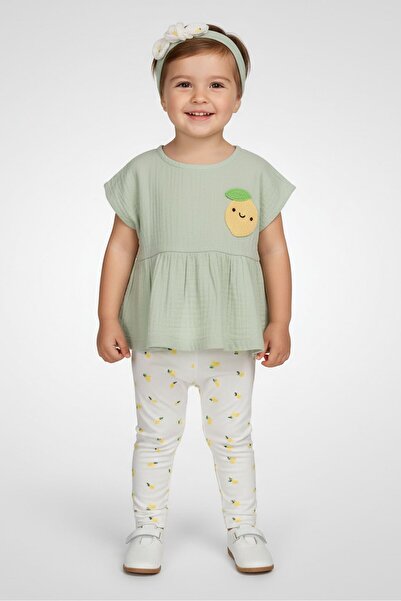 Lily & Jack Toddlers Girl 3 Pieces Crochet Top And Leggings With Headband Set...