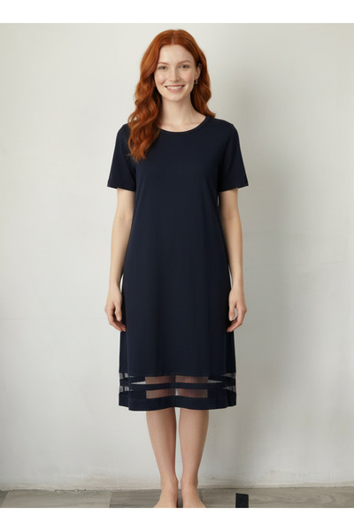 Neden Tekstil Rochie tricou cu mânecă scurtă, cu detalii din tul, albastru ma...