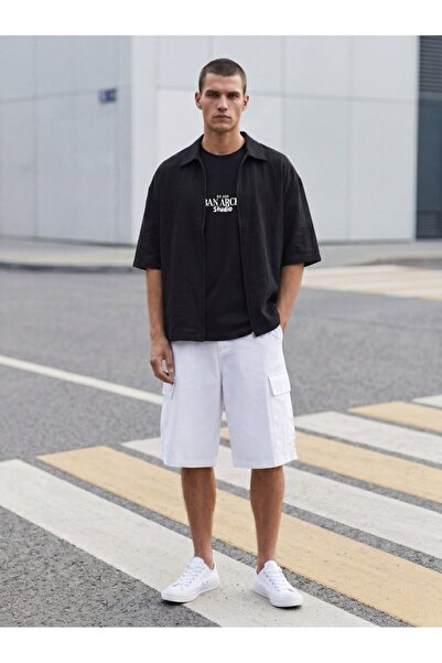 Ltb Slogan Printed Basic Black T-Shirt