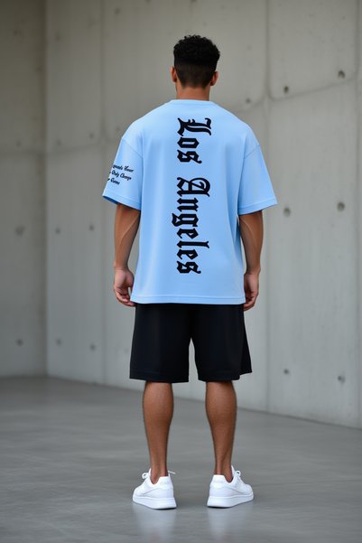 MODEX STYLE Men's 100% Cotton Oversize T-Shirt Shorts Set Printed Streetwear Combination