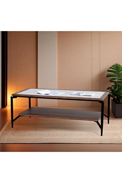 DEC13 Serving Table with a Sophisticated Metal Design.